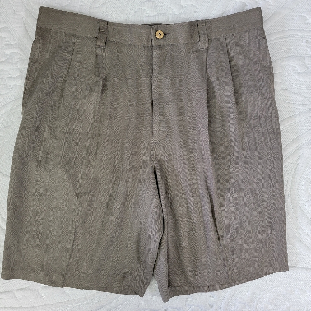 Jamaica Jaxx 100% Silk Mens Shorts 9.5" Inseam Herringbone Gray Size 34